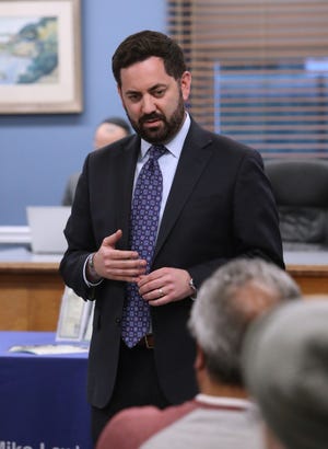 Rep. Mike Lawler talks with his constituents during his Mobile Office Hours event at Haverstraw Village Hall Feb. 22, 2024.