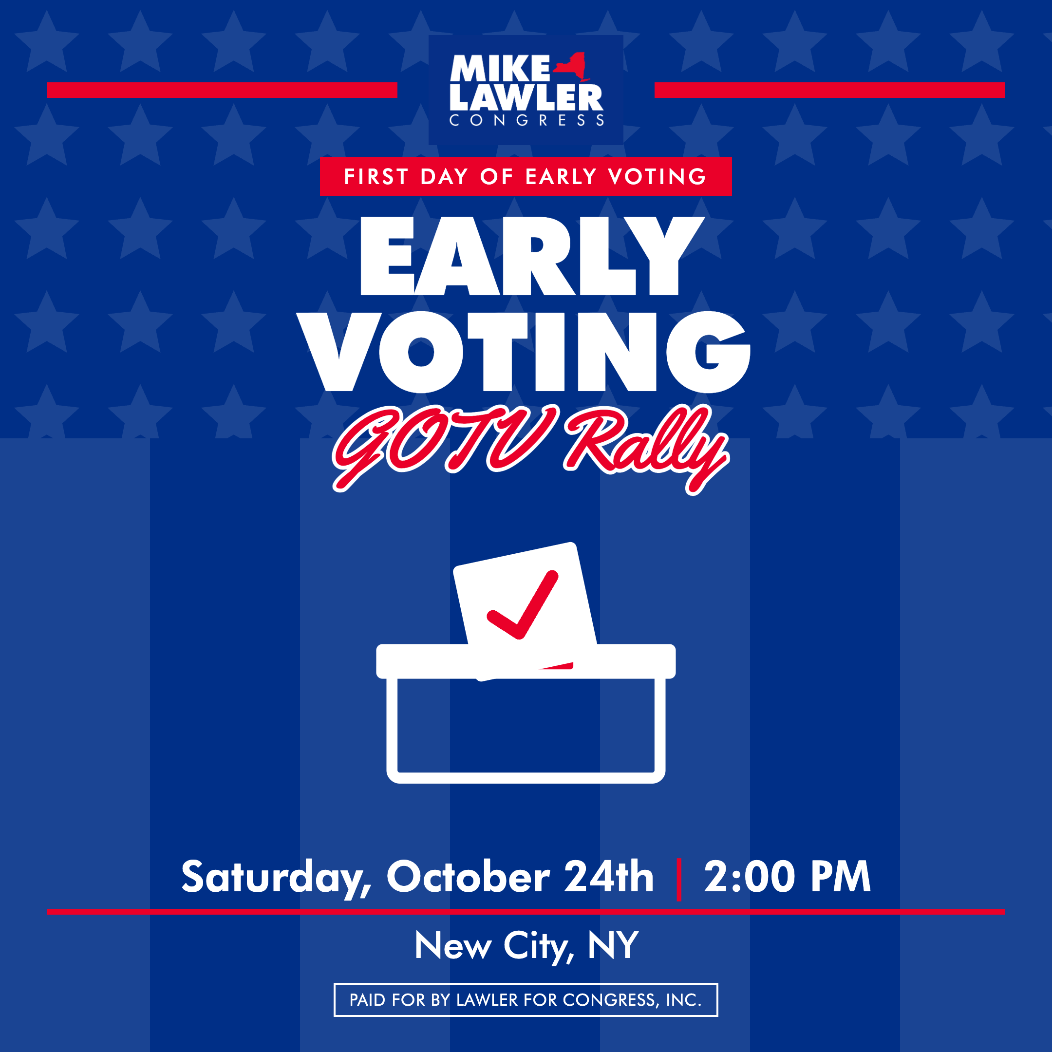 Early Voting GOTV Rally - First Day of Early Voting - Saturday, October 24th, 2:00 PM, New City, NY